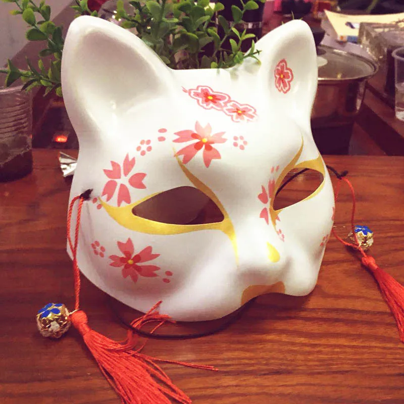 Fox Mask Animal Cosplay Cosutmes Japanese Cat Natsume Book of Friends Half Face Halloween Party Props | Тематическая одежда и