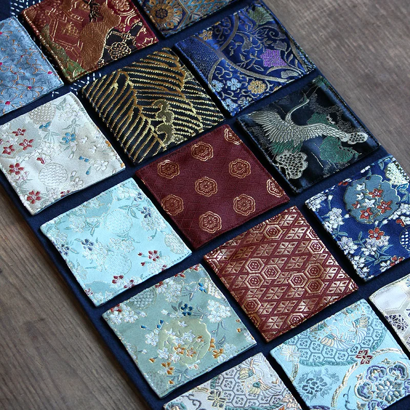 3PCS Chinese Style Cotton and Linen Embroidery Brocade Tea Coaster insulation Cup Cushion Placemat 9x9cm Home Decor - купить по