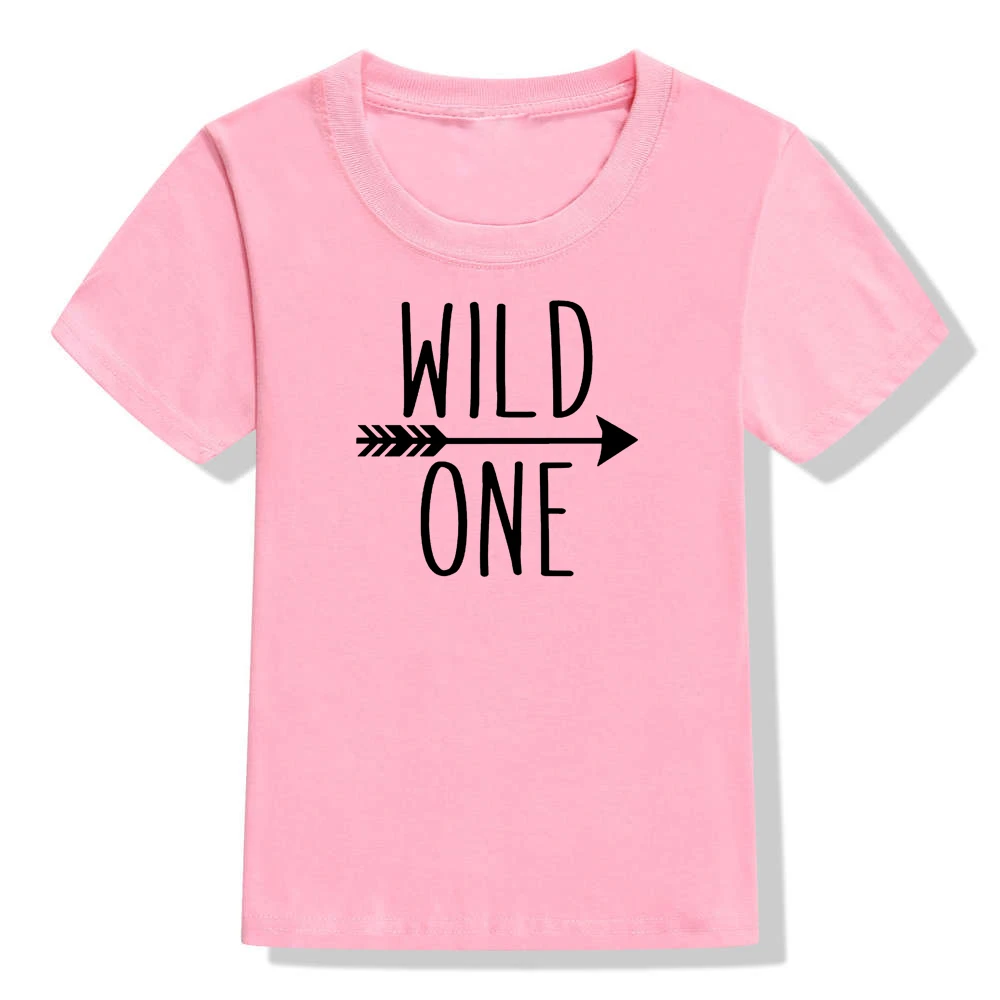 51J3-KSTPK- Wild One/детская футболка для первого дня рождения; Повседневная футболка для маленьких мальчиков и девочек; Детские забавные модные футболки с короткими рукавами; комплекты одежды - Цвет: 51J3-KSTPK-