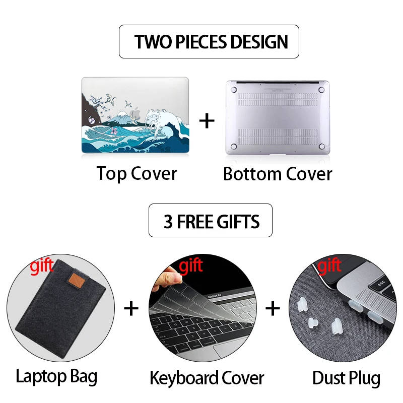 МТТ Кристальный чехол для Macbook Air Pro 11 12 13 15 16 Touch ID 2020 пластиковый жесткий ноутбука
