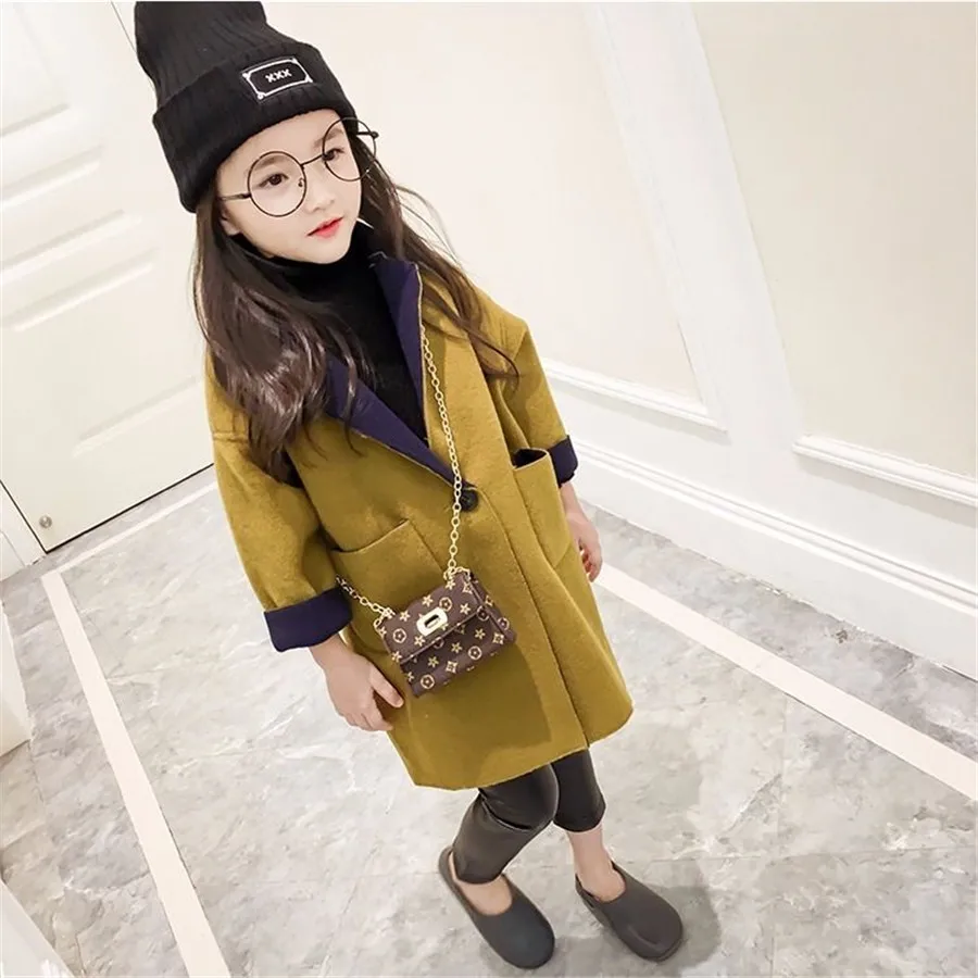 Новинка 2020 модная демисезонная Детская шерстяная тонкая куртка для девочек