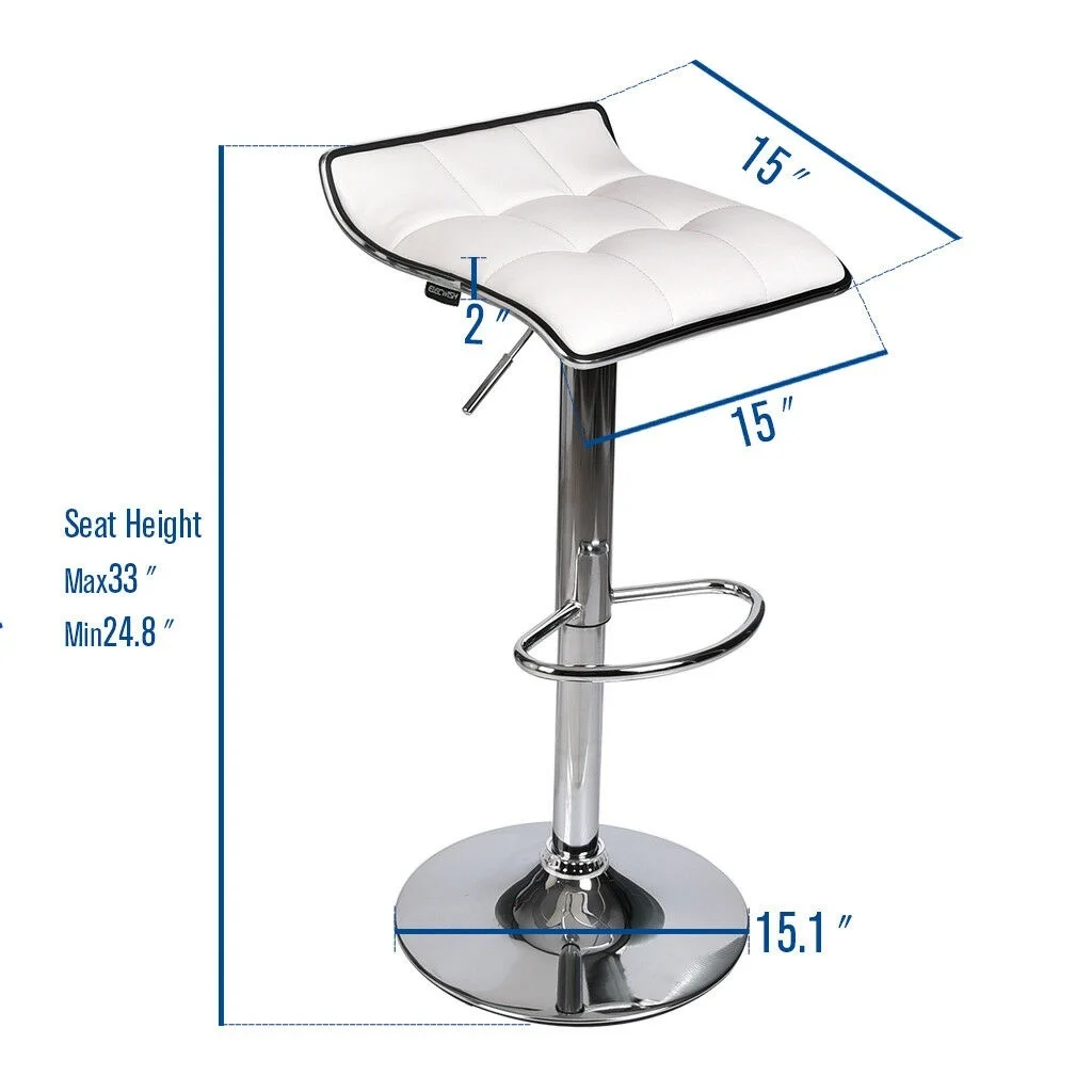

Set Of 4 White Pub Bar Stools Adjustable Swivel Seat Counter Height Chair Kitchen Seat