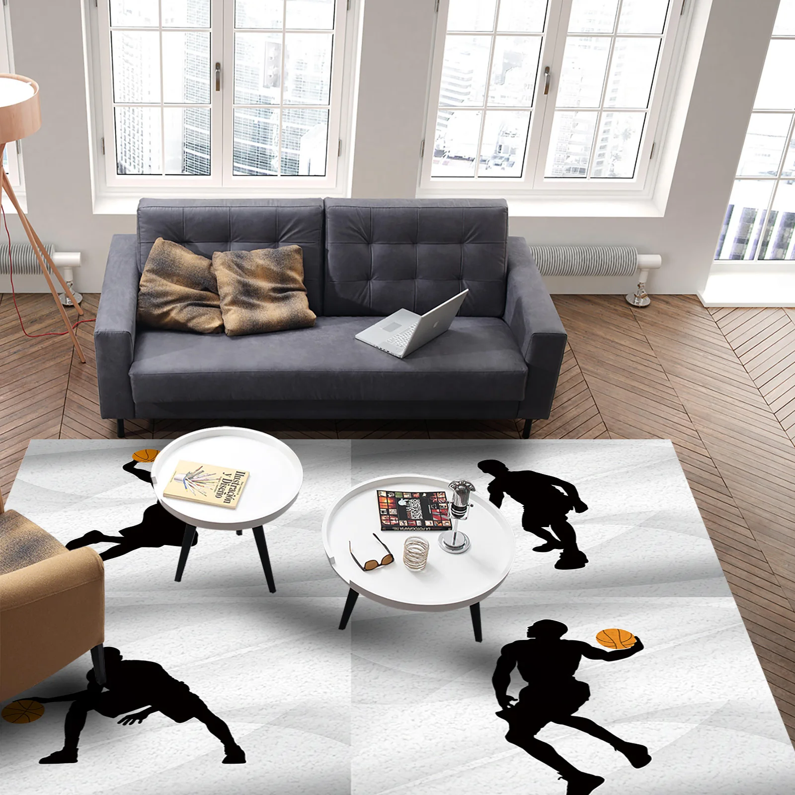 Баскетбольный Спорт серый фон ковер спальная комната прикроватное одеяло коврик