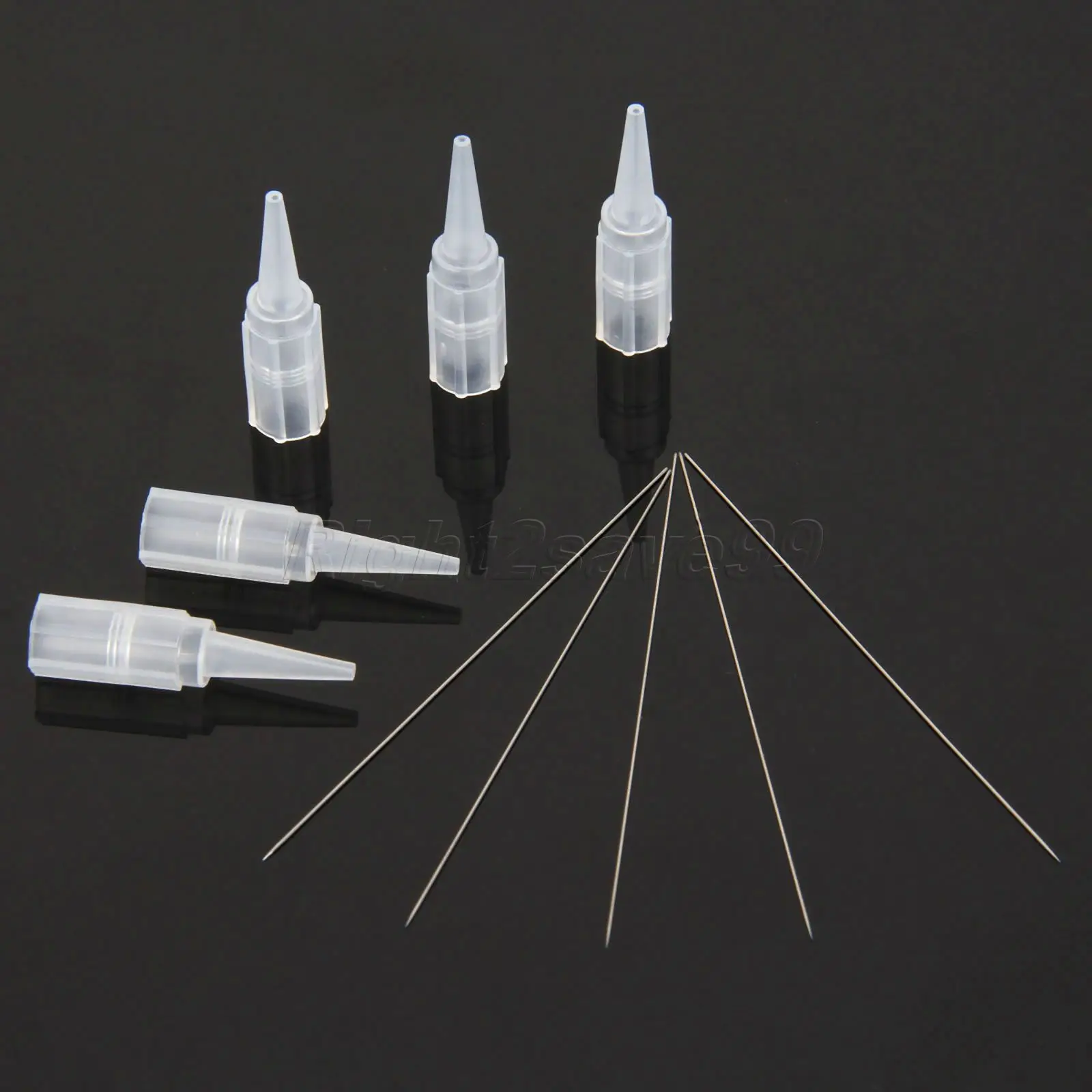 50sets 1R Tattoo needles(0.35mm) and 50pcs tips For Permanent Makeup Eyebrow needles Eyeliner pins round mouth caps Supply | Красота и