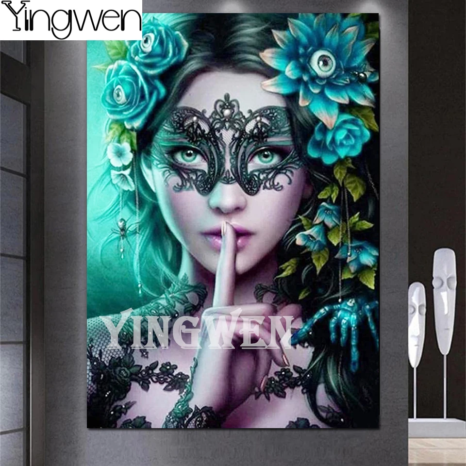 

Green Flower Woman 5D DIY Diamond Painting Portrait Cross Stitch Embroidery Girl Painting Large Format Picture Of Rhinestones