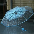 Прозрачный зонт в виде сакуры, цвет вишни, тонкий прозрачный зонт, складной зонт в 3 раза, Зонтик с защитой от ветра