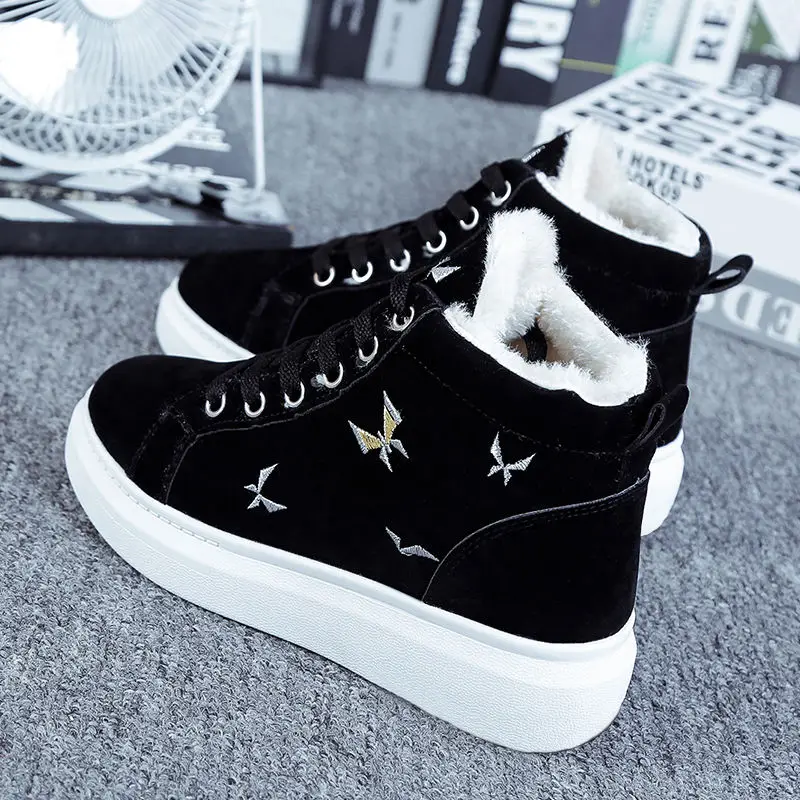 

Женские зимние ботинки с хлопковой подкладкой и высоким верхом, новые универсальные зимние ботинки в Корейском стиле на платформе, теплая П...