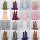 Женский однотонный шейный платок из искусственного шелка, шаль и палантин из искусственной пашмины, женский платок, Женский хиджаб, элегантный шейный платок