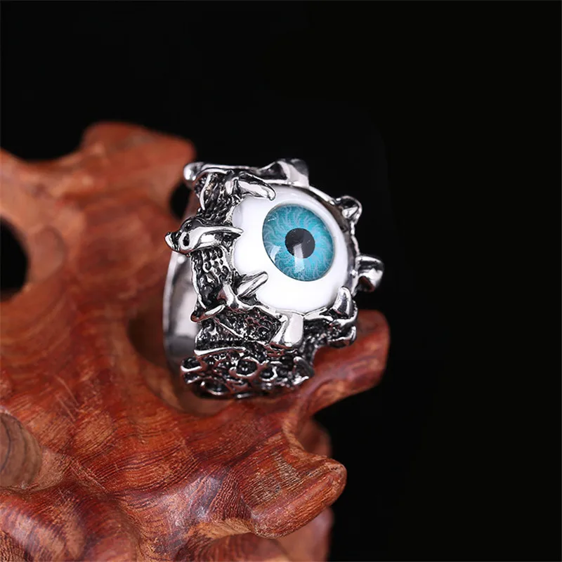

Trend Hip Hop Rock Domineering Punk Retro Demon Eye Skull Men Ring Fashion Birthday Gift Party Jewelry Wholesale