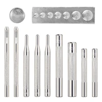 rorgeto 11pcsset leather die punch hole snap rivet button setter base kit diy leather craft tools art sewing leathercraft tool