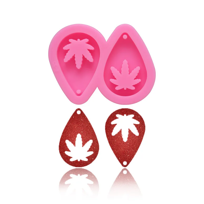 

DIY Mirror Epoxy Resin Silicone Mold 2 Hole Maple Leaf Keychain Mold Crystal Maple Leaf Fondant Cake Baking Accessories