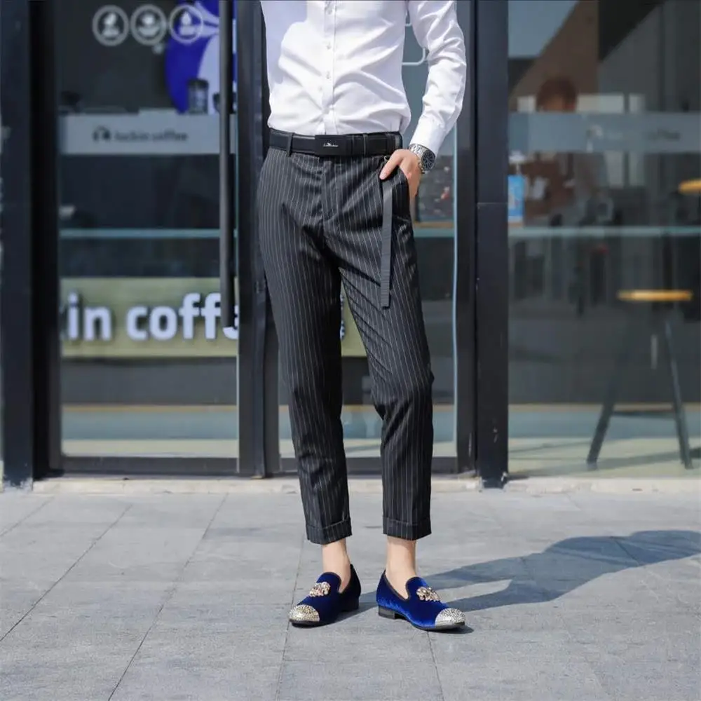 Мужские кожаные туфли с золотистой пряжкой коричневые повседневные деловые