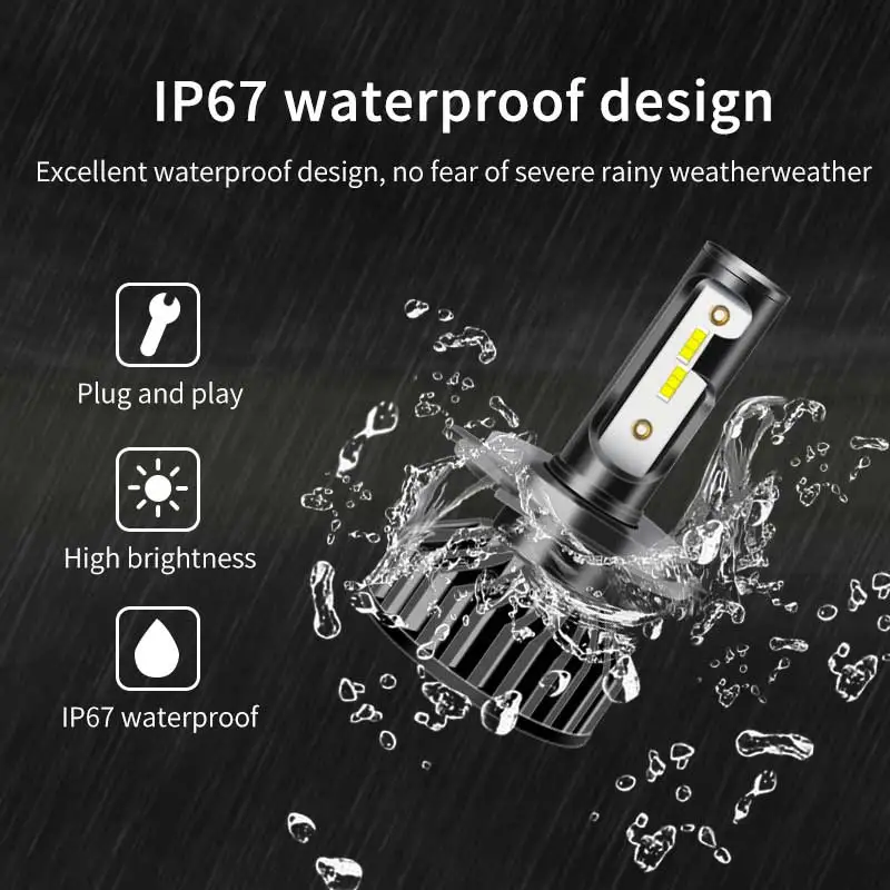 2pcs Car Headlight Bulbs H4 LED Mini bulb Hi Lo Beam Fanless Design 36W Auto Bulb Light 8000lm 6500k lamp IP68 waterproof | Автомобили и