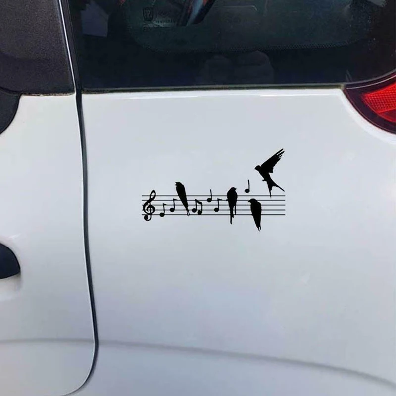 

12.7*7.4cm Birds Sitting On Music Notes Fun Window Bumper Vinyl JDM Sticker Cute And Interesting Fashion Sticker Decals