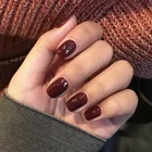 Круглые матовые накладные ногти винно-красного цвета 24 шт.кор. накладные готовые накладки разборные ногти Типсы для маникюра