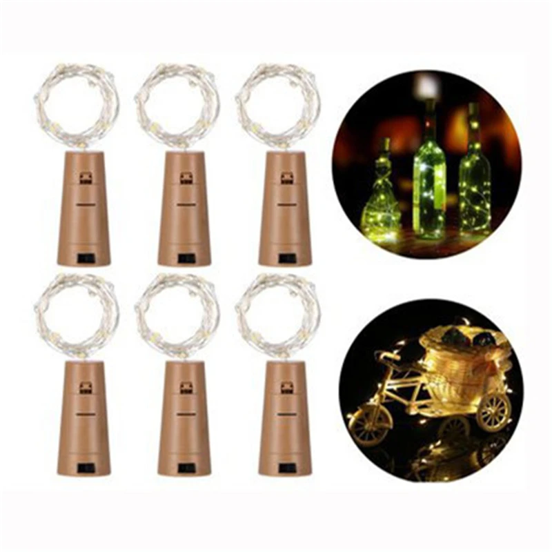 Струнные огни с пробкой водонепроницаемый 1 м 2 мягкая деревянная винная бутылка