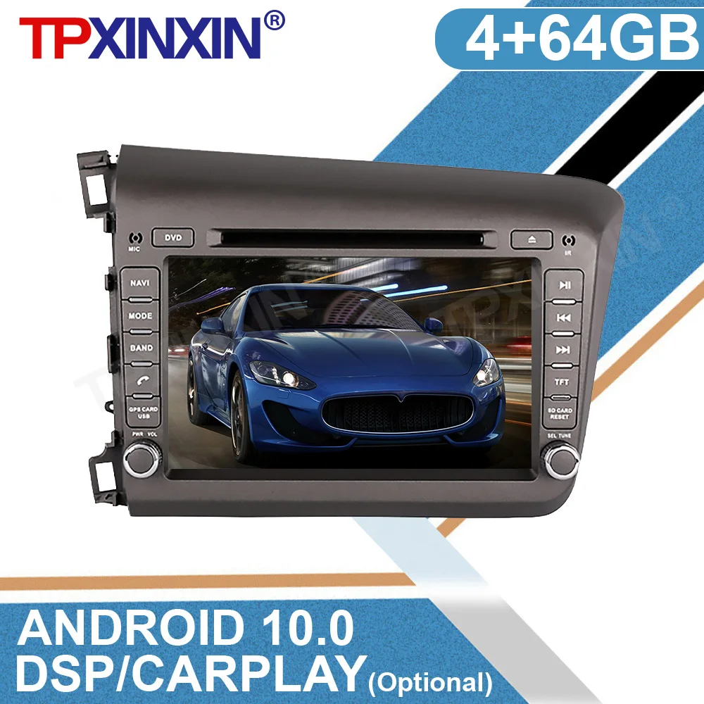

Android 10 9" 2 Din 4G+WiFi DSP Carplay For HONDA CIVIC 2012 - 2015 Car Radio Multimidia Video Player GPS Navigation Head Unit