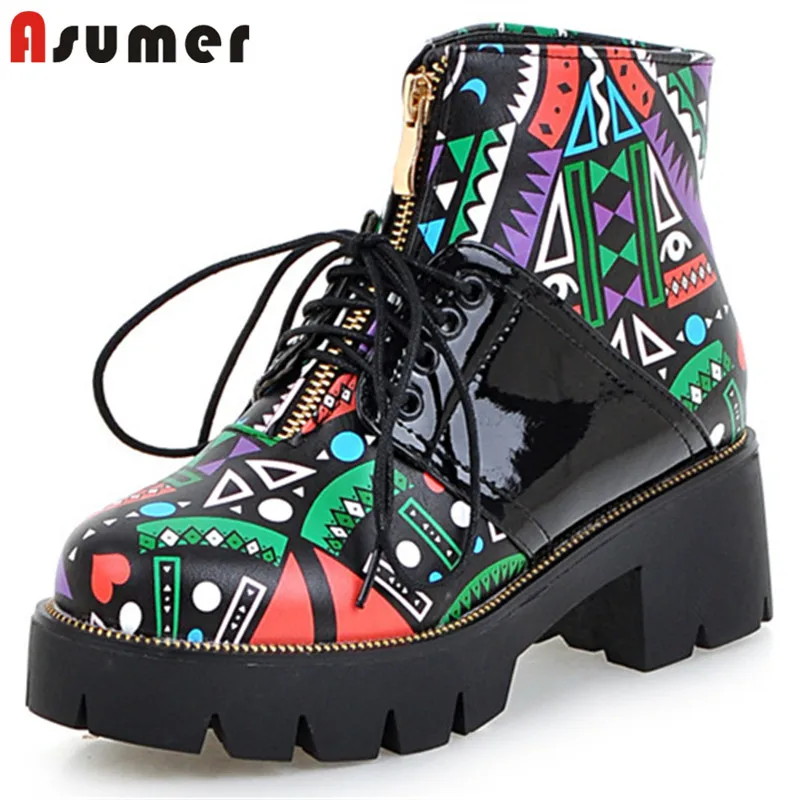 Женские ботильоны на платформе и толстом каблуке большие размеры до 43|Женские