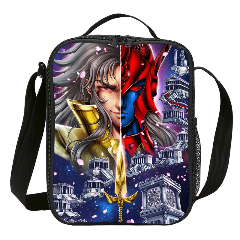 

Mini Lunch Bag For Kids Boys Girls Anime Cartoon Saint Seiya Letter 3D Printing Bag Insulated Thermal Picnic Lunchbox Sac A Main