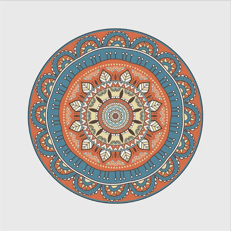 Новые стильные ковры для гостиной синий цветочный узор нескользящий круглый