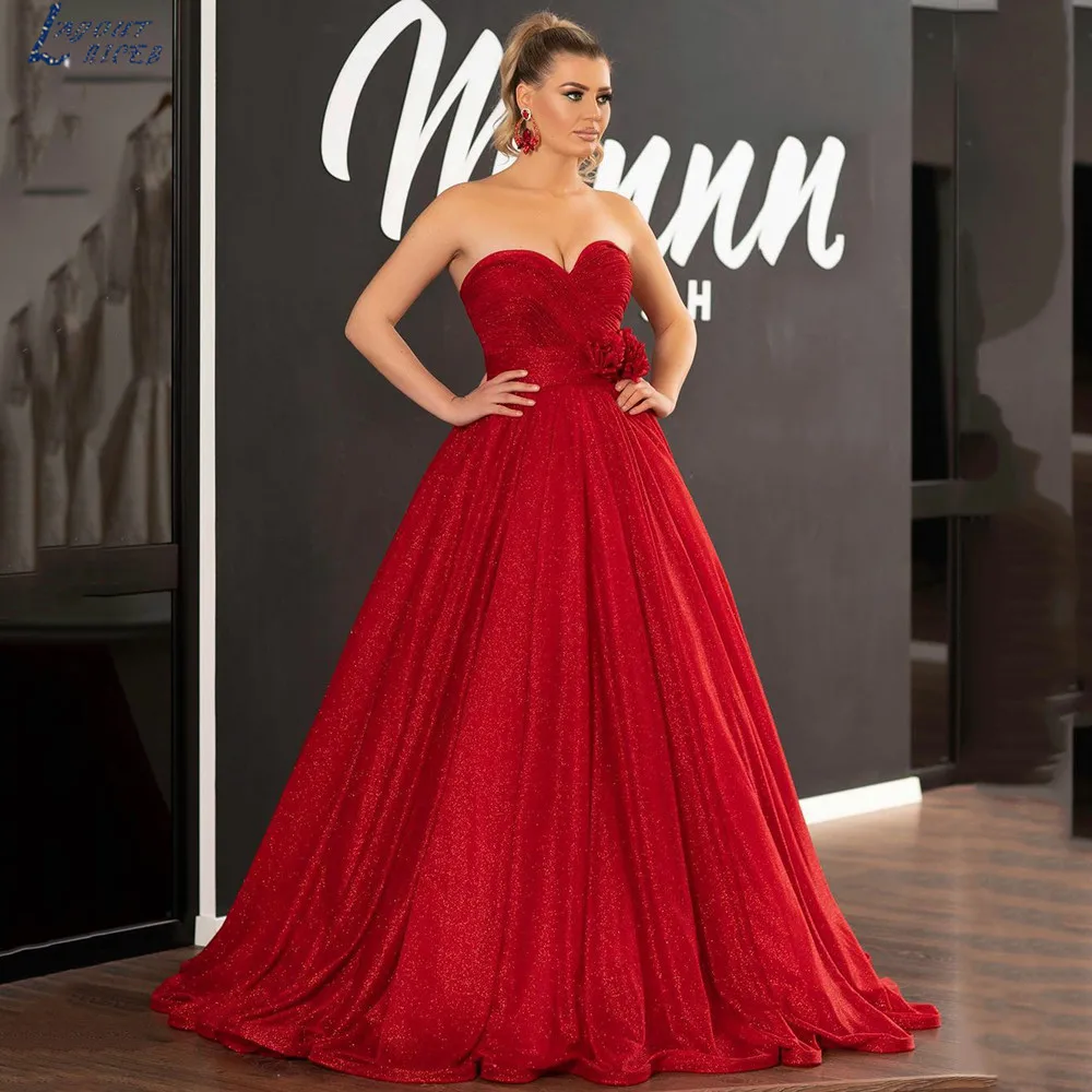 

LAYOUT NICEB Fashion Bling Prom Dresses Handmade Flowers Lace Up Back Sequined Evening Robe De Soirée Femme