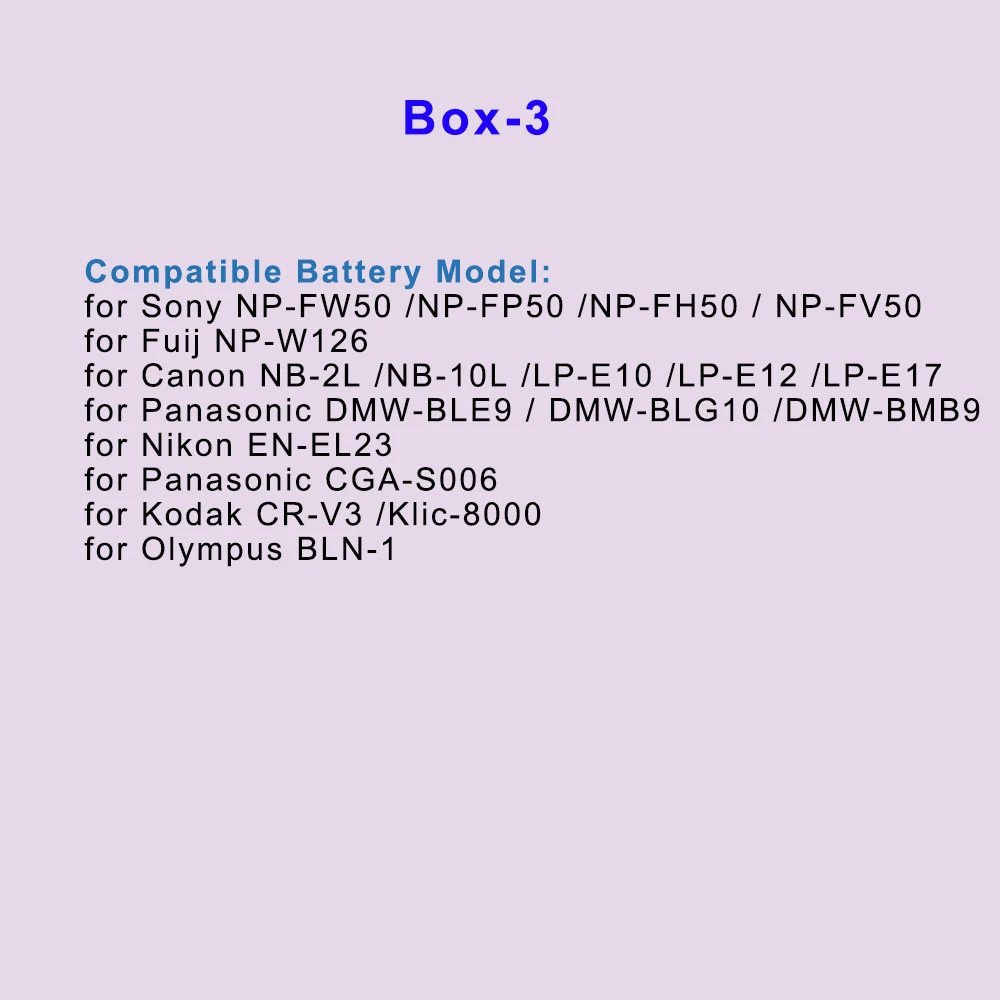 Box-3 Камера Батарея Storeage коробка для LP-E6 LP-E8 LP-E10 LP-E12 LP-E17 EN-EL3E EN-EL14 EN-EL15 NP-FW50 NP-FZ100 BLF19 BLG10 Батарея - Цвет: Box-3
