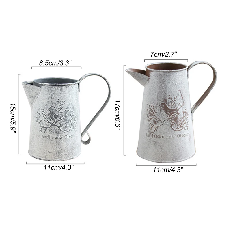 

Vintage Metal Flower Bucket Crafts Ornaments Creative Gardening Flower Pot Model Storage Holder Home Decoration Accessories Gift