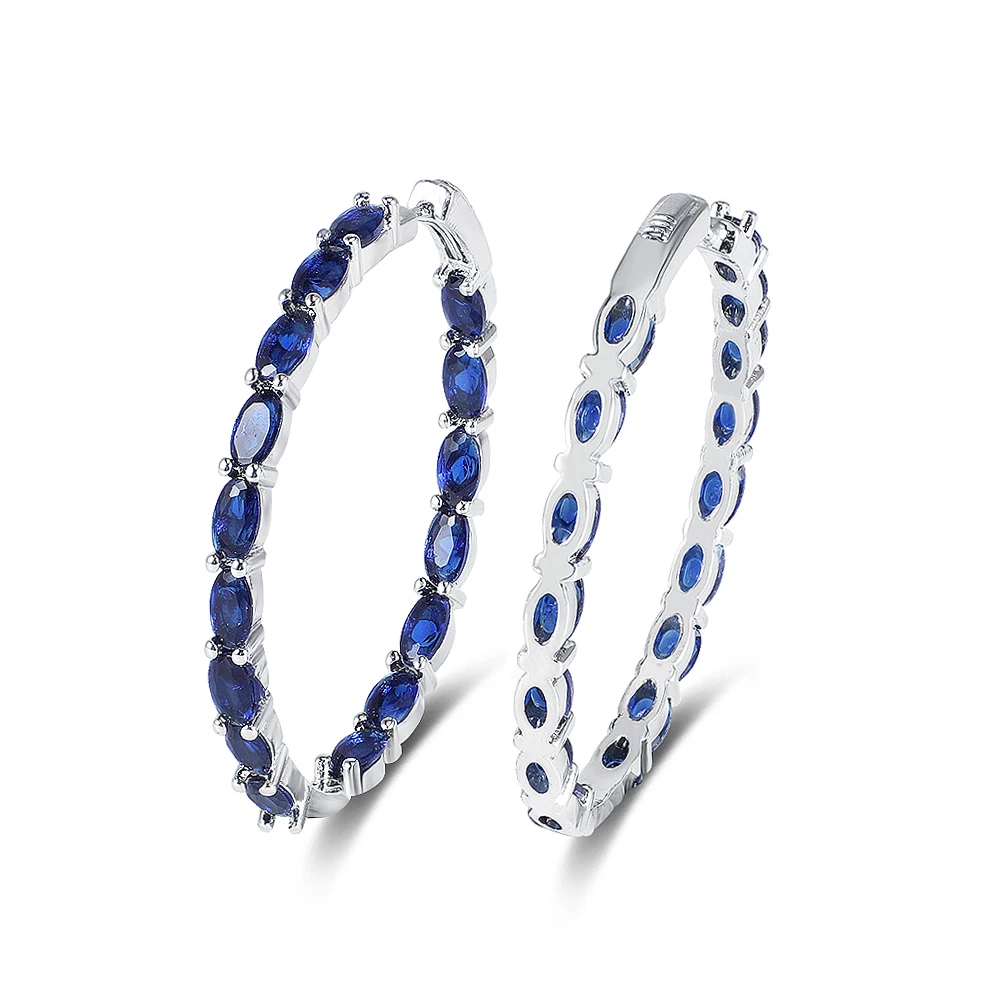 Изысканное кольцо с серебряным покрытием серьги для женщин Элегантные Синие