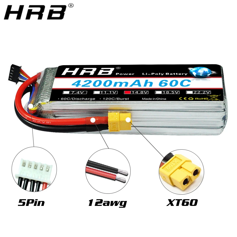 HRB 4200mah Lipo батарея 14 8 V T Deans 7 4 11 1 2S 3S 18 5 22 2 4S 5S 6S XT60 RC Квадрокоптер FPV Самолет Дрон