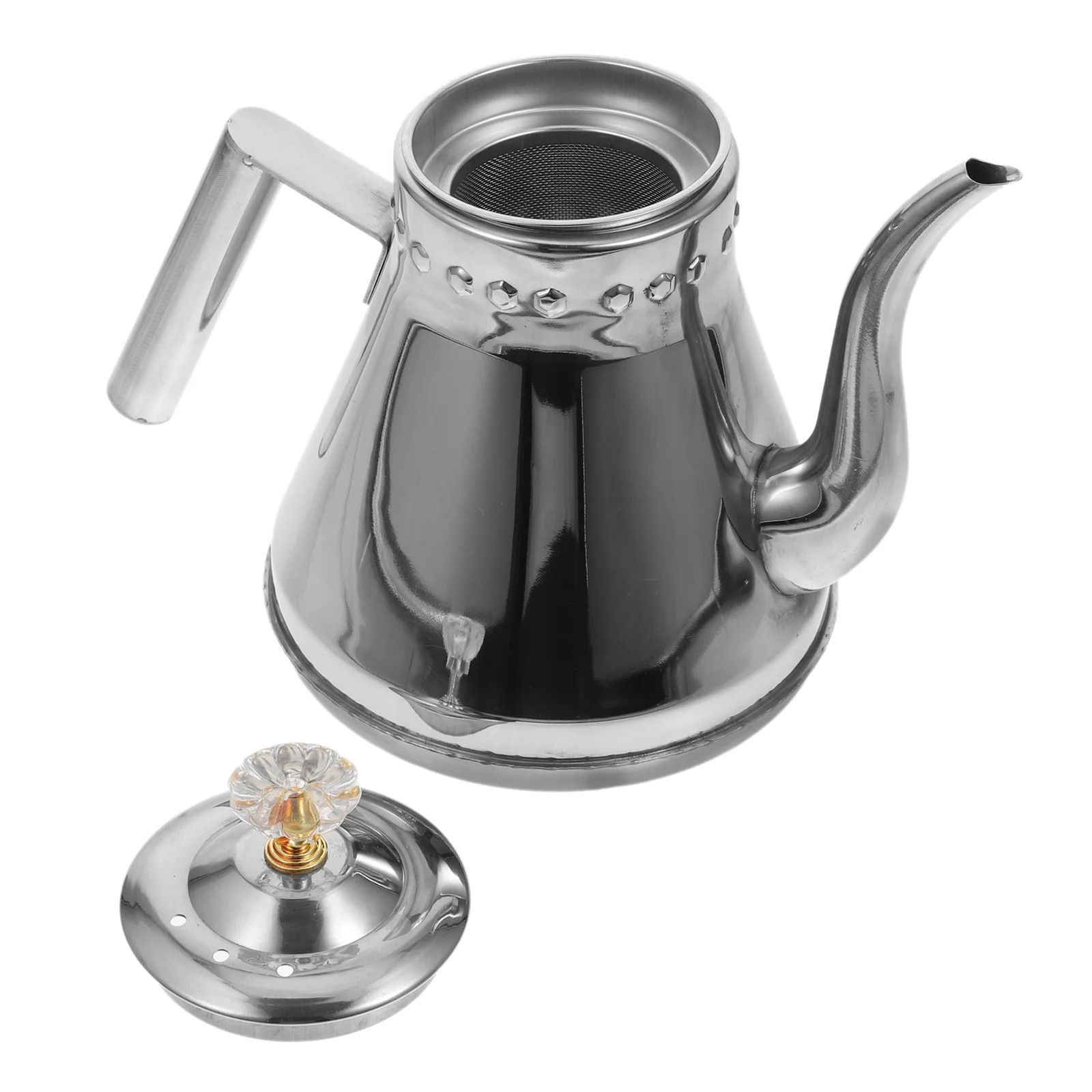 

1 шт. прочный чайник для воды, домашний чайник для чая с сетчатым фильтром, кухонный гаджет (серебристый)