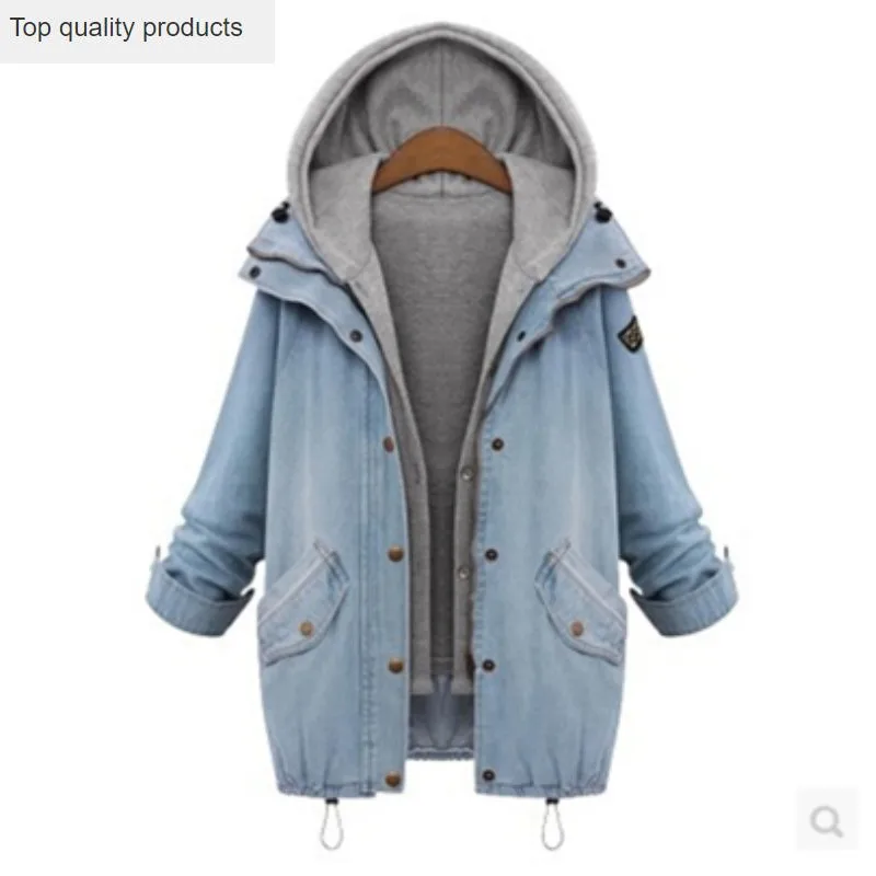 2020 Осень Зима Европа Плюс Размер Новая женская Свободная джинсовая куртка с