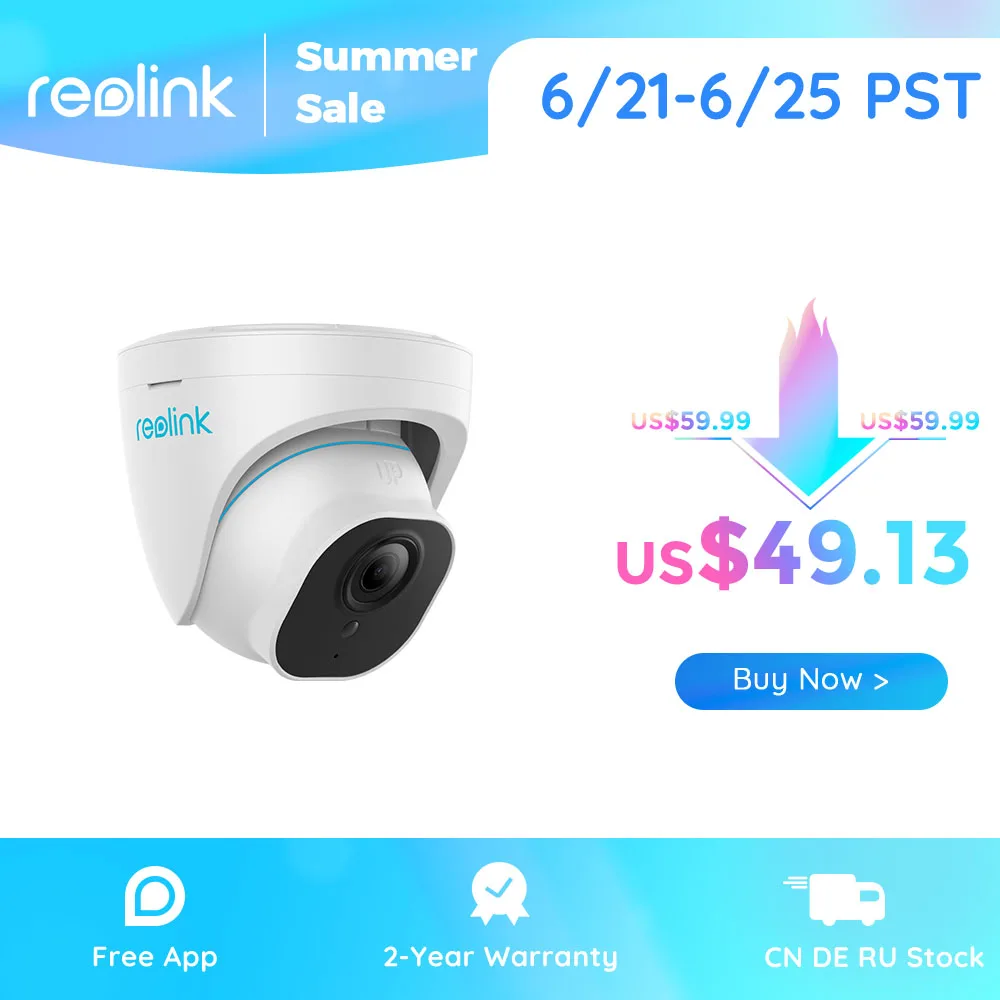 Reolink умный IP Камера 5MP PoE наружный инфракрасный датчик Ночное видение купольная