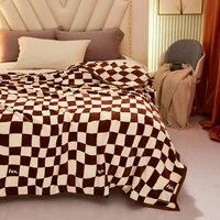 retro checkerboard plaid lamb cashmere blanket winter fuzzy soft warm cozy blankets thick shawl bed bedspreads 150x200cm