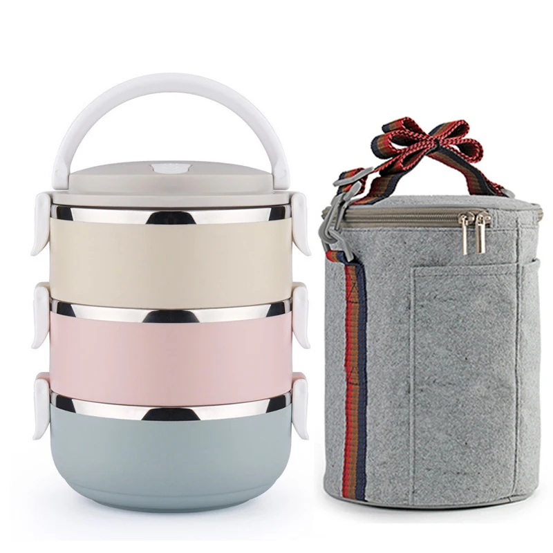 3 слоя градиентного цвета японский контейнер для завтрака тепловой еды бенто