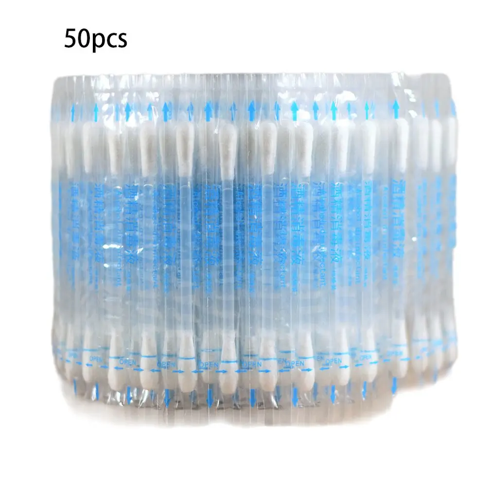 

50PCS Disposable medic Disinfect Cotton Swab Buds Iodine Inside For Travel Outdoor Sport Newborn Cotton Swab