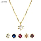 Женское Ожерелье с кулоном из серебра 925 пробы, с прозрачным цирконом, 4,5 мм