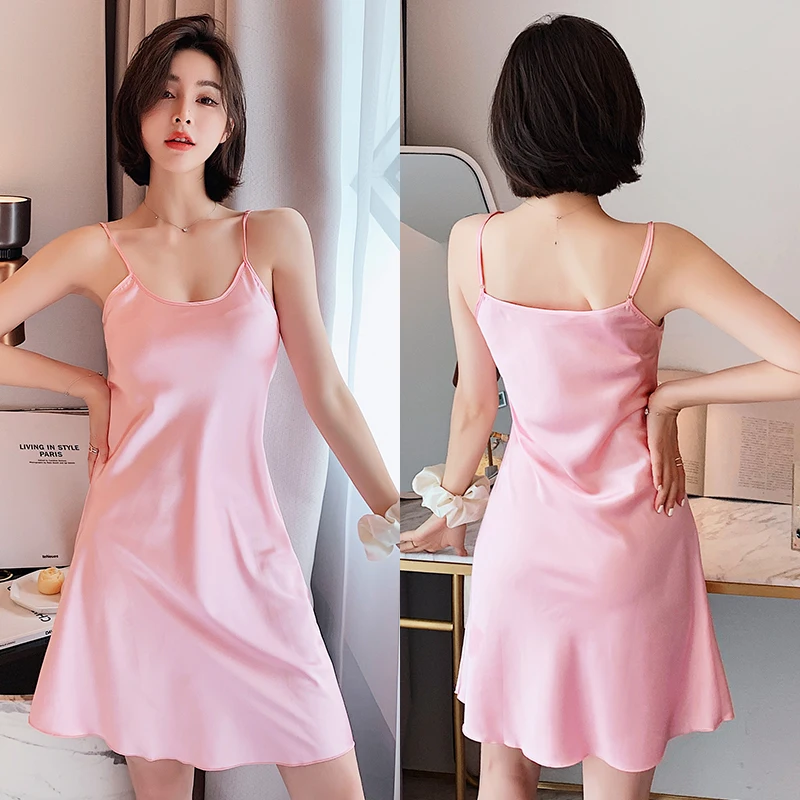 

Womens Nightgown Sleepwear Sexy Sleepwear Condole Belt Nightgown Simulation Silk Home Sleeping Dress Women Sleepwear Sleep Wear