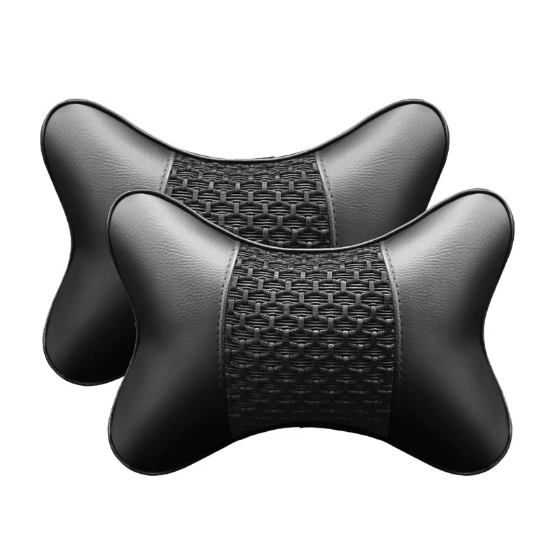 Black(2pcs) IKSNAIL подушка для автомобиля из искусственной кожи, защита шеи, подголовник автомобиля, удобные автомобильные принадлежности, безопасные дышащие подушки для шеи - Цвет: Black(2pcs)