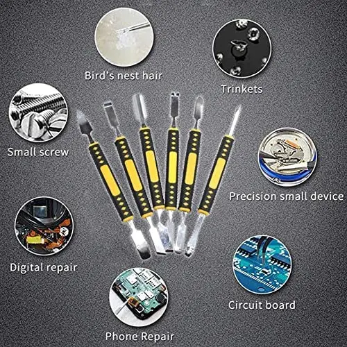 6pcs double head carbon steel metal crowbar set mini multi home appliance disassemble tool for watches glasses electronic device free global shipping