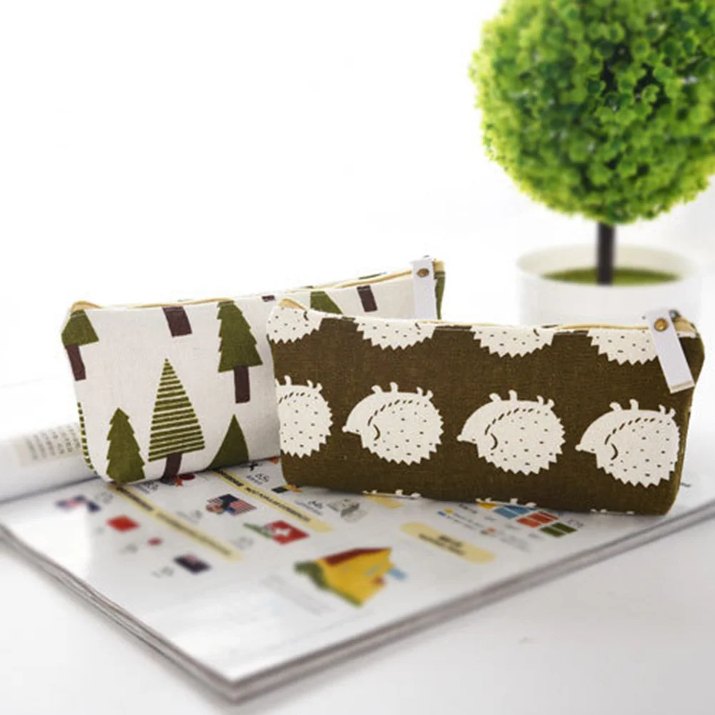 Cute Canvas Whale Flower Printed Pencil Bag School Supplies Stationery Gift School Cute Pencil Box Creative School Tools
