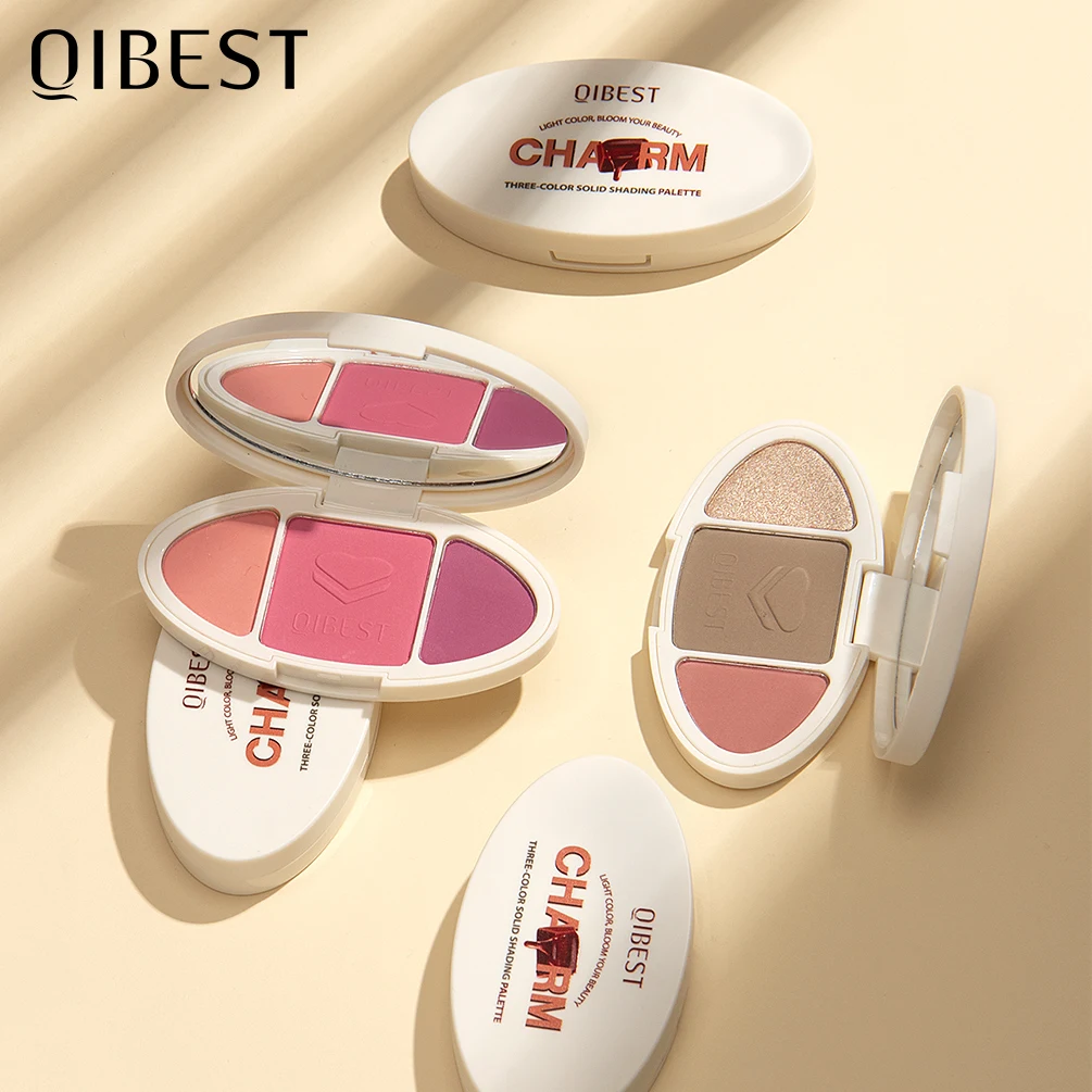 

Qibest Contour Palette Bronzer Highlighter Powder Blush 3 in 1 Makeup Palette Concealer Highlighter For Face Sculpt Makeup 9g