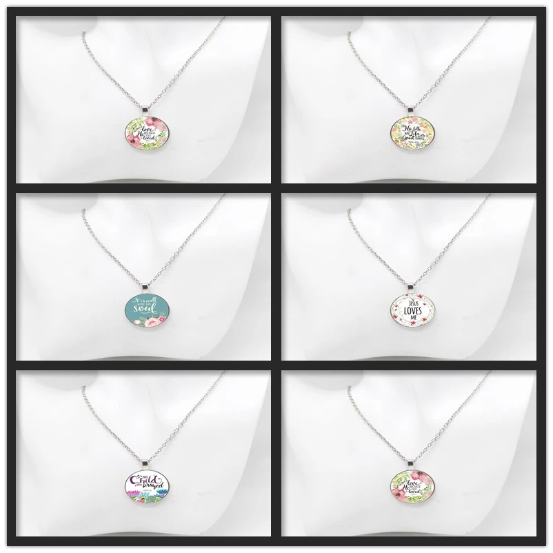 

2020 New JESUS LOVES ME Bible Verses Nursery Verse Necklace Fashion Jewelry Religion Pendant Christian letter necklace