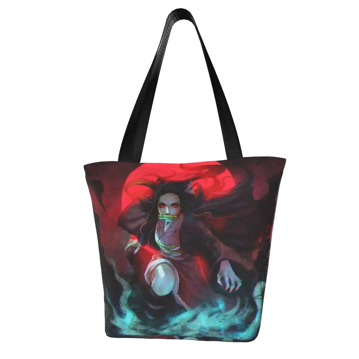 Nezuko Polyester outdoor girl handbag, woman shopping bag, shoulder bag, canvas bag, gift bag