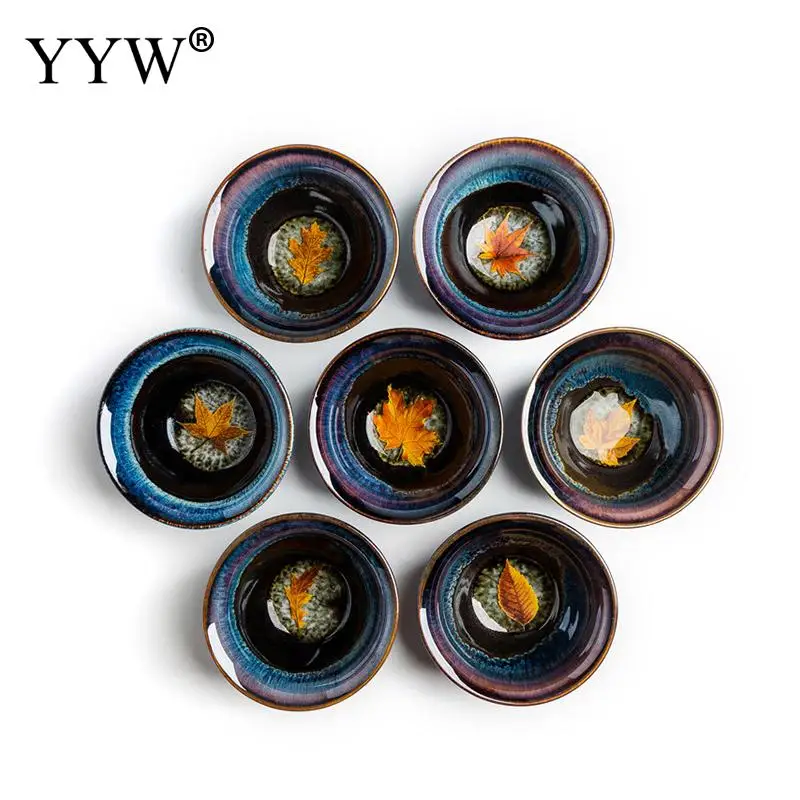 Китайская чайная чашка фарфоровая из селадона кленовый лист набор посуда