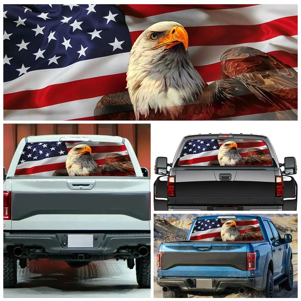 2019 New car Sticker AMERICAN Flag Bald EAGLE warbird FLAG face Rear Window Graphic Decal Truck suv Tail Windshield sticker | Автомобили и