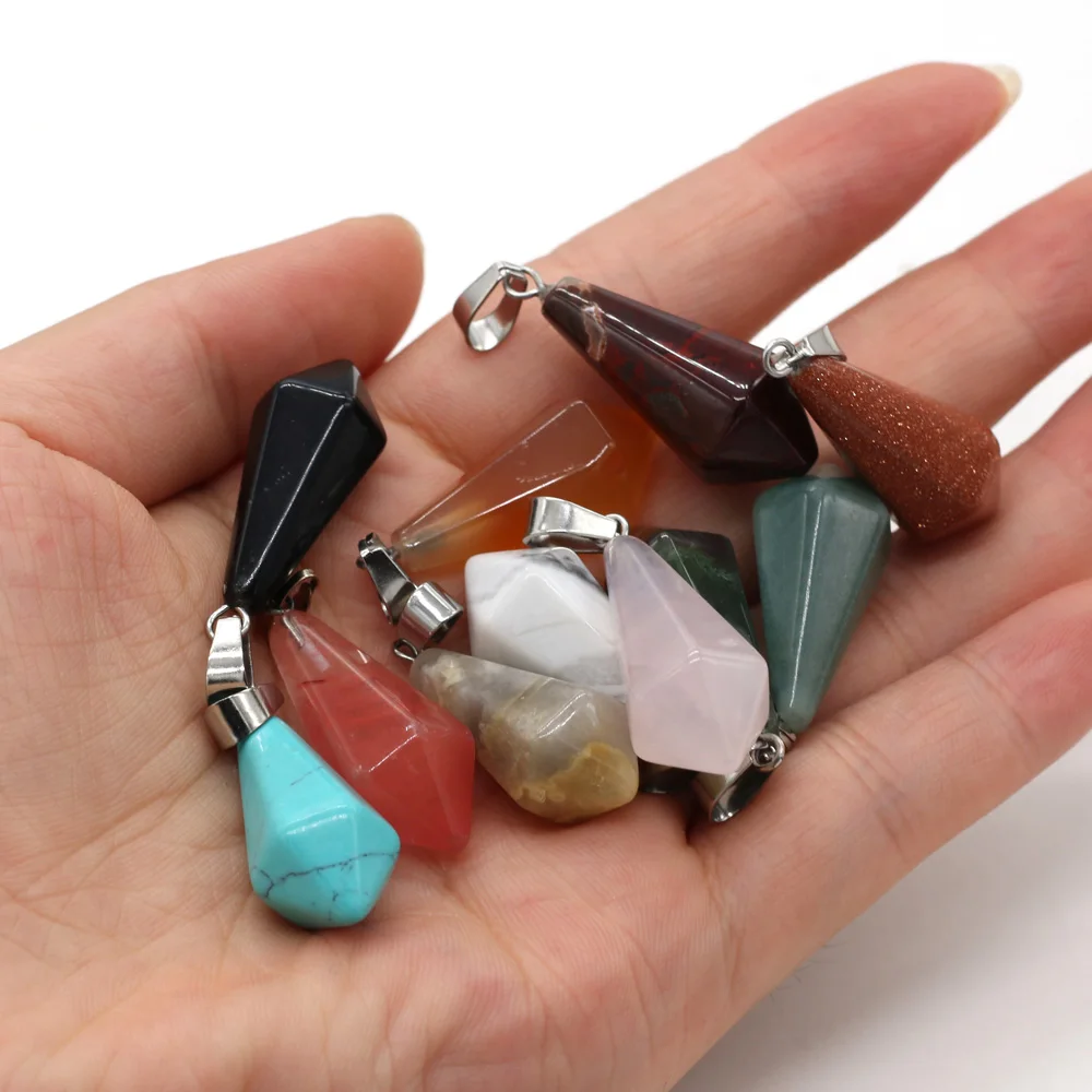 

2pc Natural Stone Pendants Cone Shape Turquoise Opal Charms for Jewelry Making Diy Women Necklace Earrings Reiki Heal Gifts