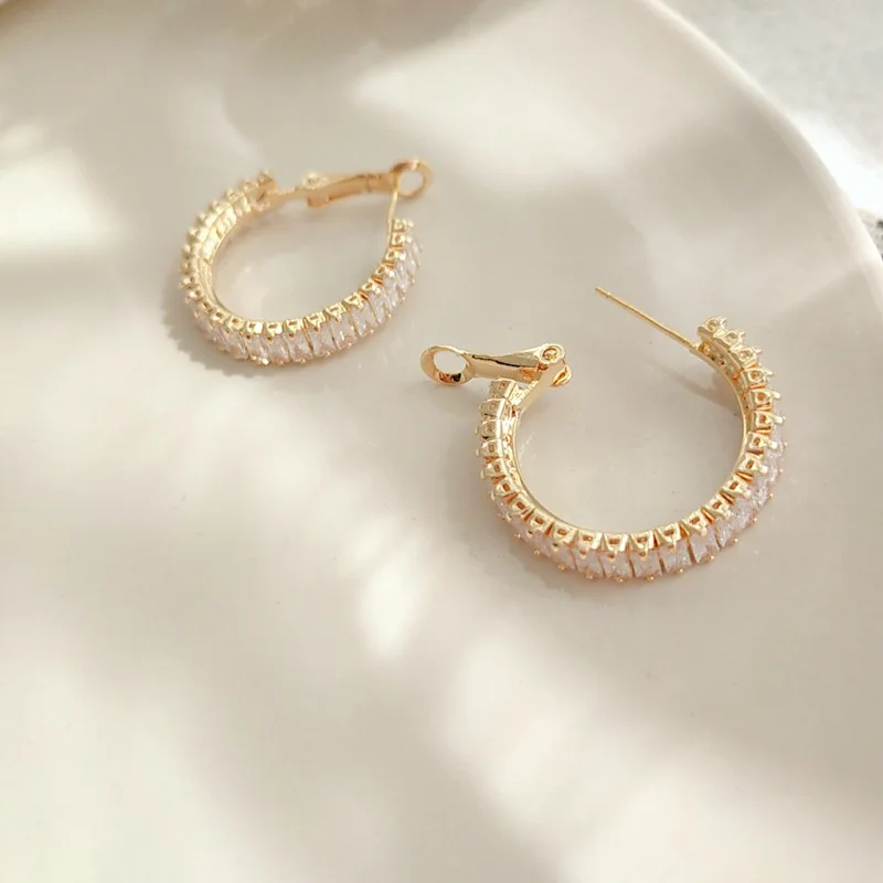 Элегантные циркониевые серьги модные Женские винтажные золотистые недорогие в