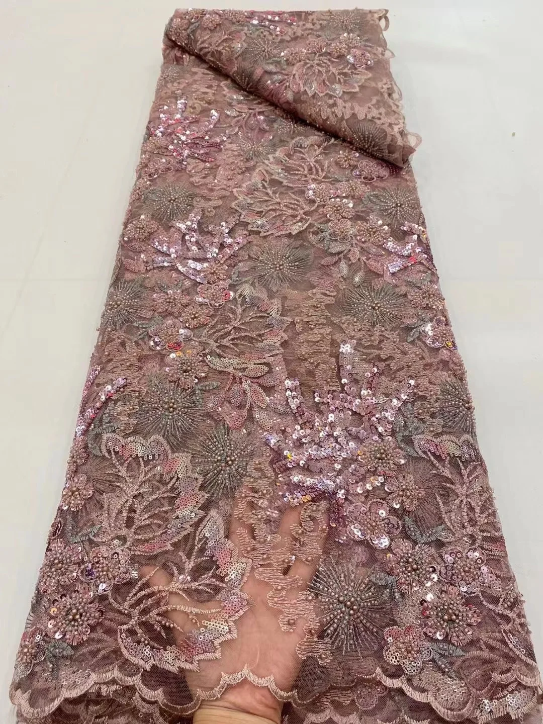 

5 ярдов, модная французская кружевная ткань с блестками, 2021 Высококачественная вышивка, африканские сетчатые кружева нигерийская тюль ткан...