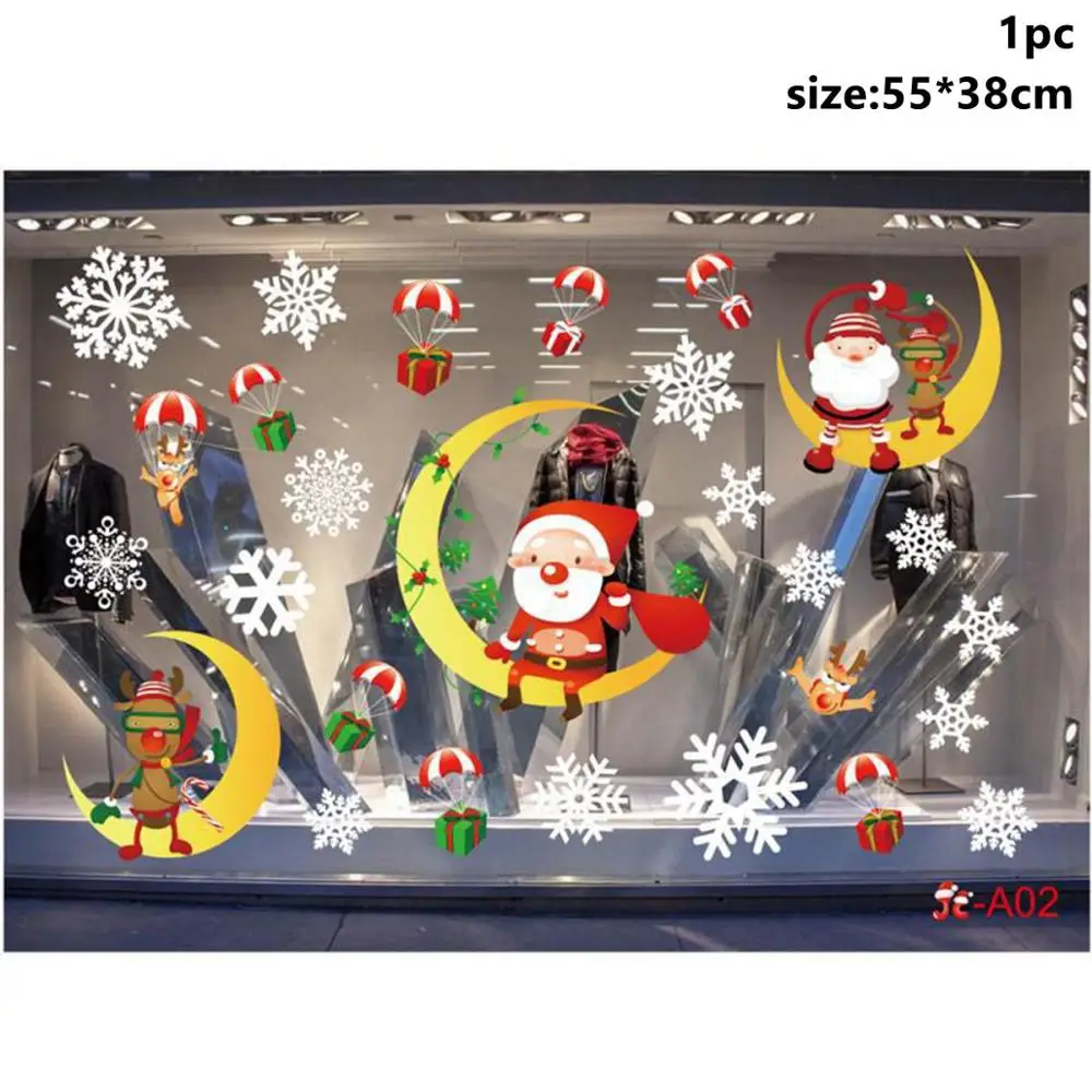 Xmas Stickers 5 Taoup бумажные рождественские наклейки на окна рождественские украшения для дома Санта-Клаус Снеговик Ноэль год - Цвет: Xmas Stickers 5