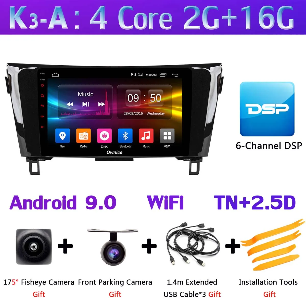 K3-A 10," 360°Panoramic Android автомобильный gps радио для Nissan Qashqai X-Trail X 2013 CarPlay DSP 4 аппарат не привязан к оператору сотовой связи - Цвет: K3-A